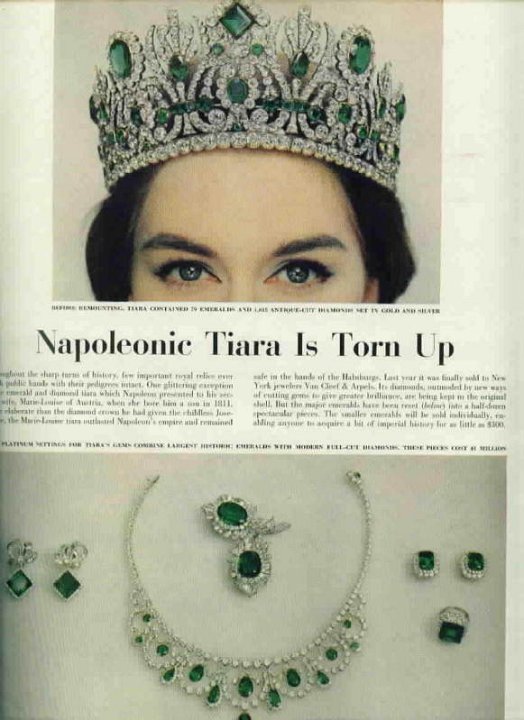 Parure emeraudes de Marie-Louise - Diademe Lifemag-1955 1